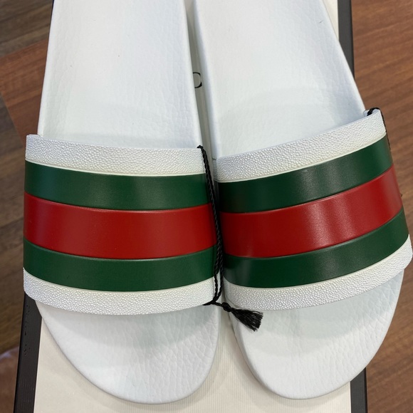 GUCCI Pursuit 72 Slides Men’s Rubber Sandal White 308234 Sz 10 G Read Descriptio - Picture 8 of 8
